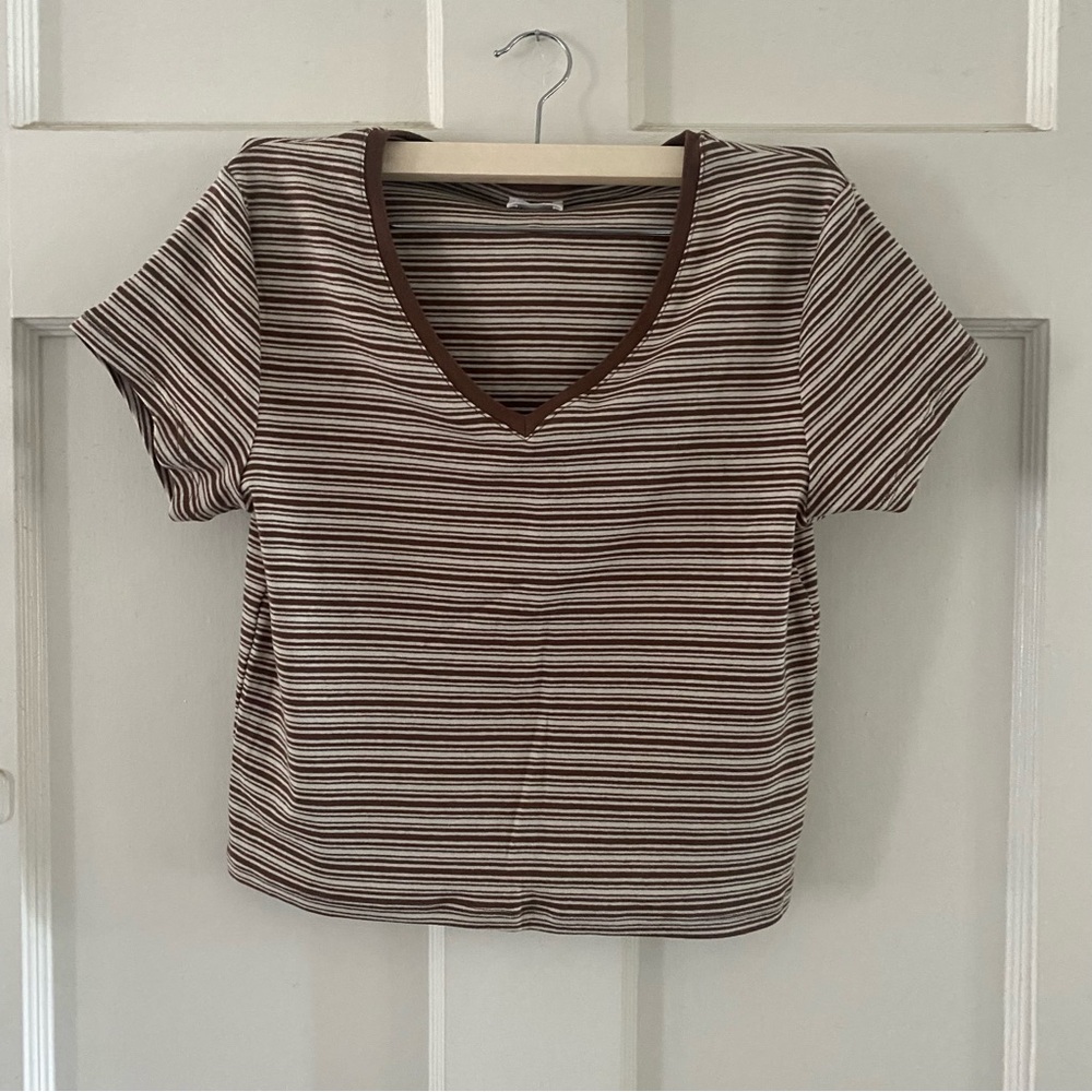 Cotton On Striped V-Neck Short Sleeve Tee Women’s XL